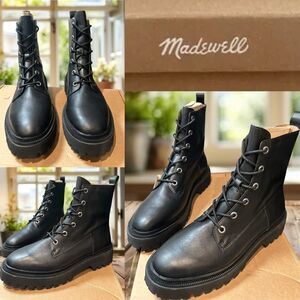 🆕🔥 MADEWELL The Rayna Lace-Up Lug Combat Boot in Leather Size 9